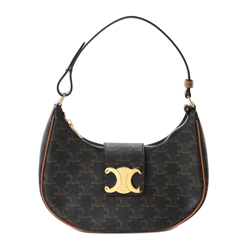 Triomphe Canvas Calfskin Medium Strap Ava Triomphe Shoulder Bag Tan