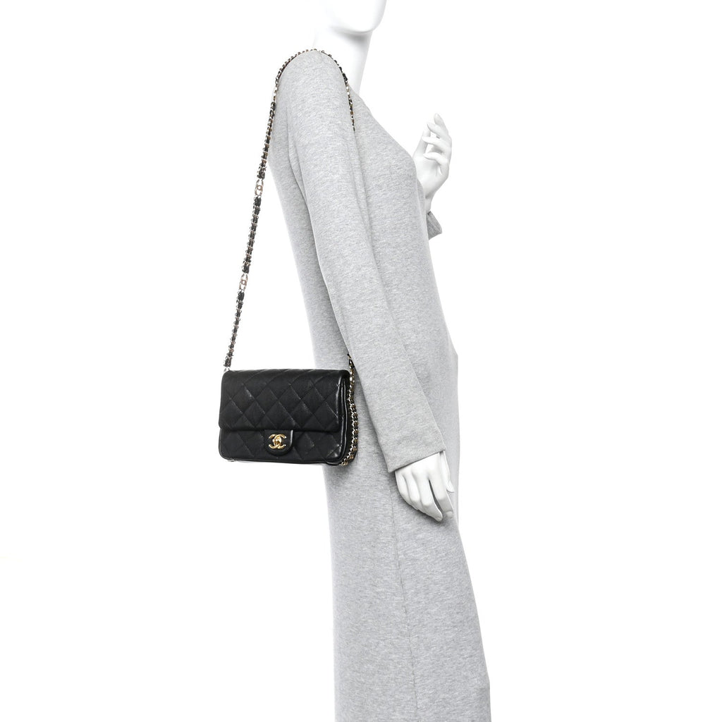 Caviar Quilted Mini CC You Flap Black