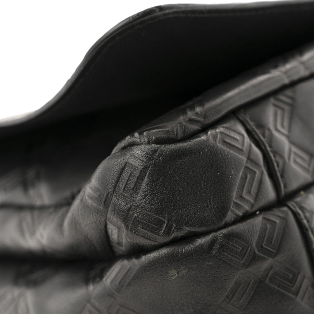 Calfskin Embossed Medusa Messenger Bag Black