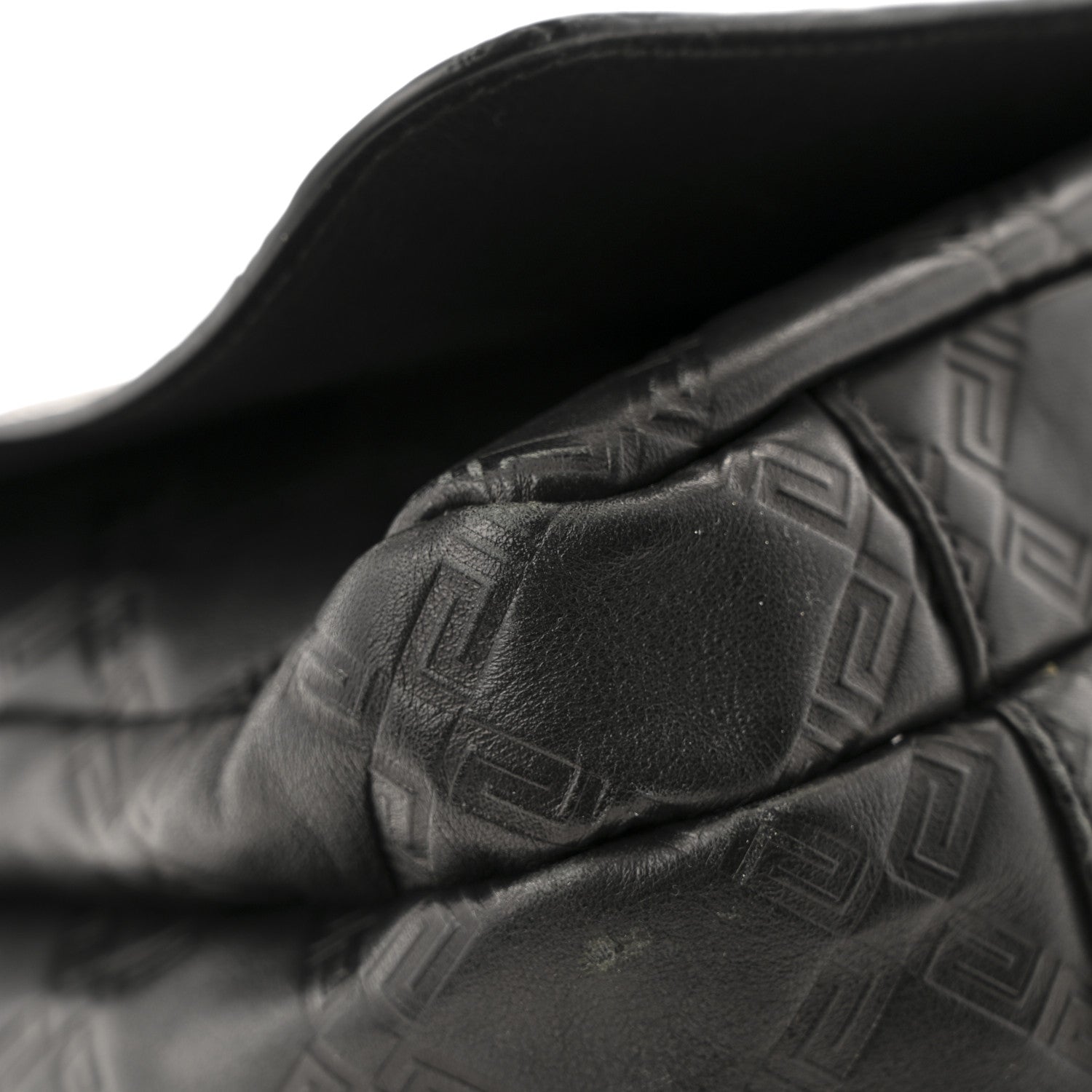 Calfskin Embossed Medusa Messenger Bag Black