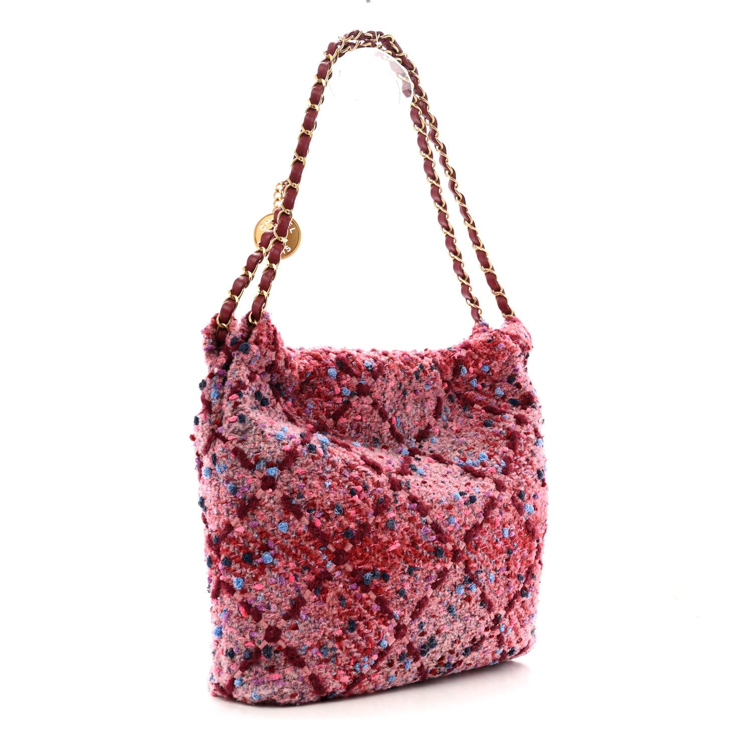 Tweed Quilted Chanel 22 Pink Burgundy