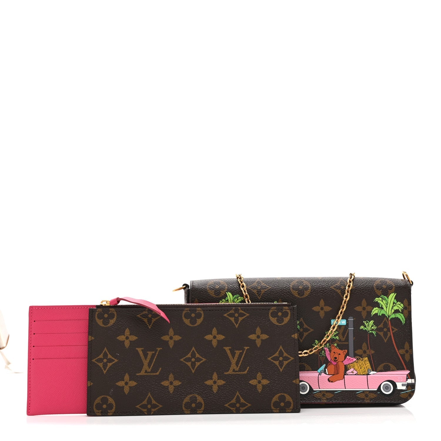 Monogram 2021 Christmas Animation Hollywood Pochette Felicie Chain Wallet Fuchsia