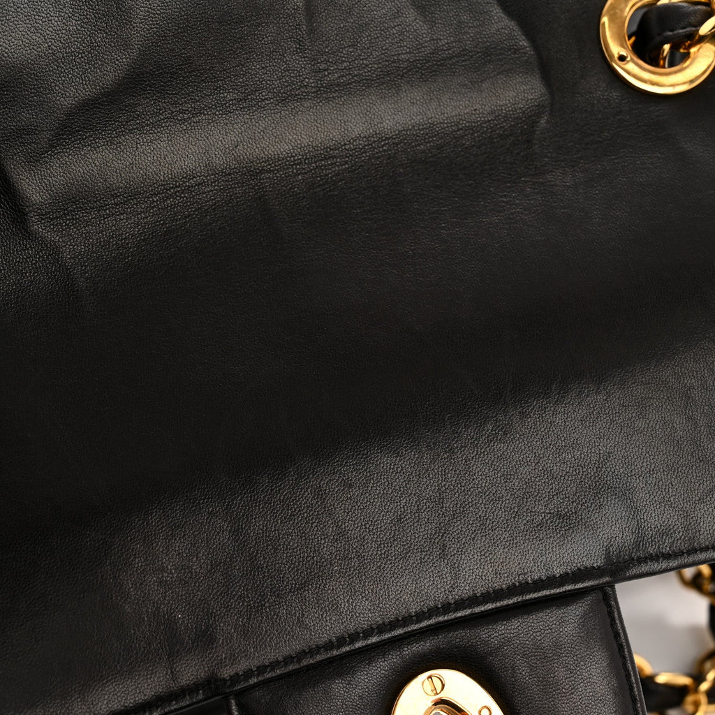 Lambskin Quilted XL Jumbo Single Flap Black