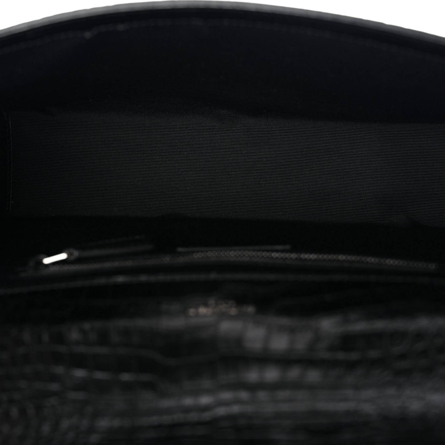 Calfskin Crocodile Embossed Monogram Large Satchel Black
