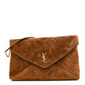 Suede Large Cassandre Pouch On Chain Caramel Cognac