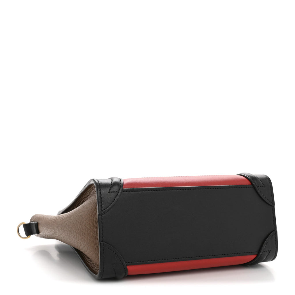 Smooth Calfskin Bullhide Nano Tri-Color Luggage Bright Red