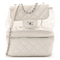 Crumpled Calfskin PVC Quilted Flap White