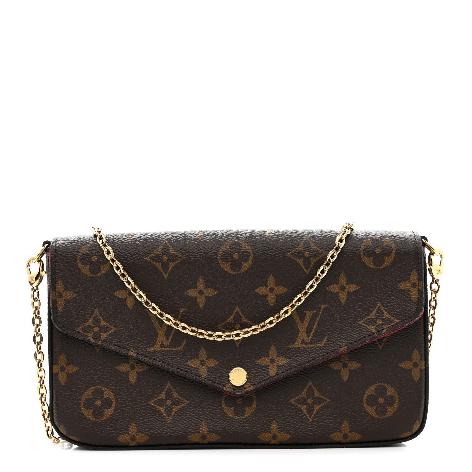 Monogram Pochette Felicie Chain Wallet Fuchsia