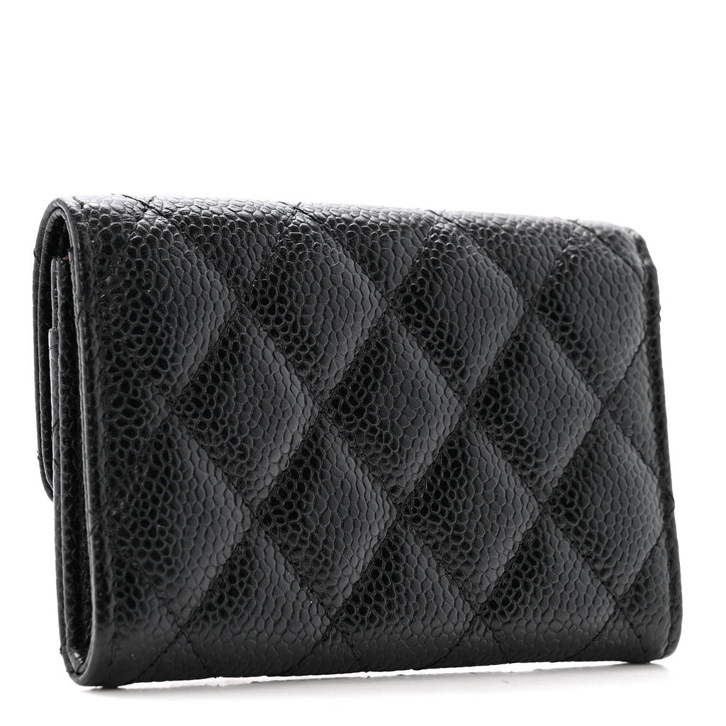 Caviar Quilted Flap  Holder Black