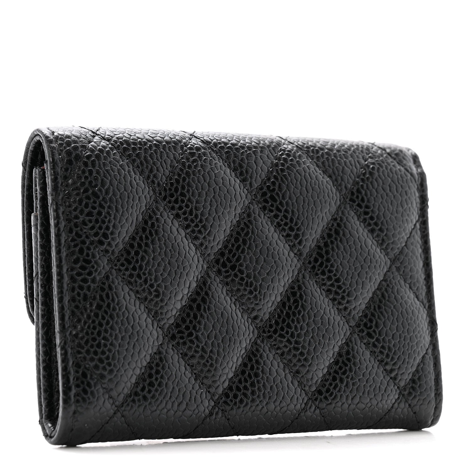 Caviar Quilted Flap  Holder Black