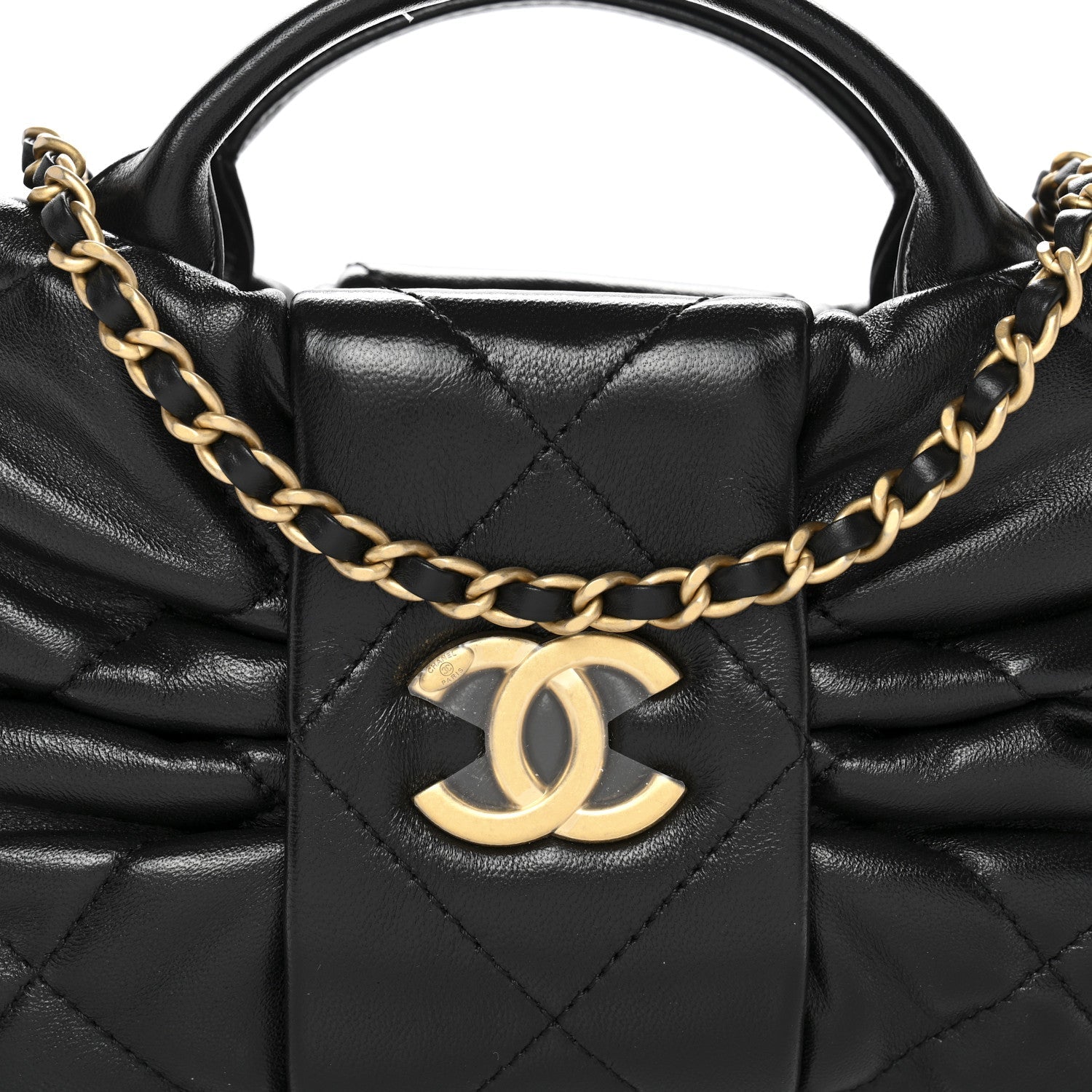 Lambskin Quilted Mini Bow Bag Black