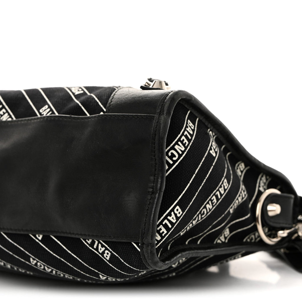 Canvas Satin Calfskin Diagonal Allover Logo Print Classic Silver Hardware S City Black White