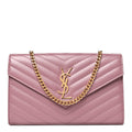 Grain De Poudre Matelasse Chevron Monogram Chain Wallet Fuxia Couture