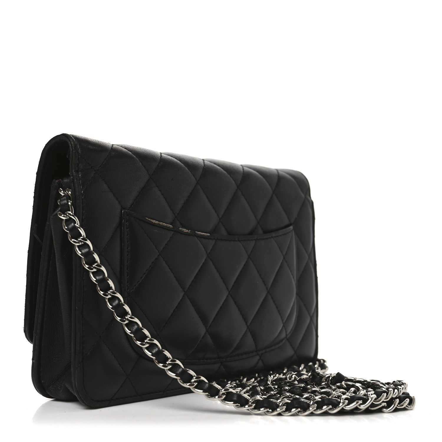 Lambskin Quilted Wallet On Chain WOC Black