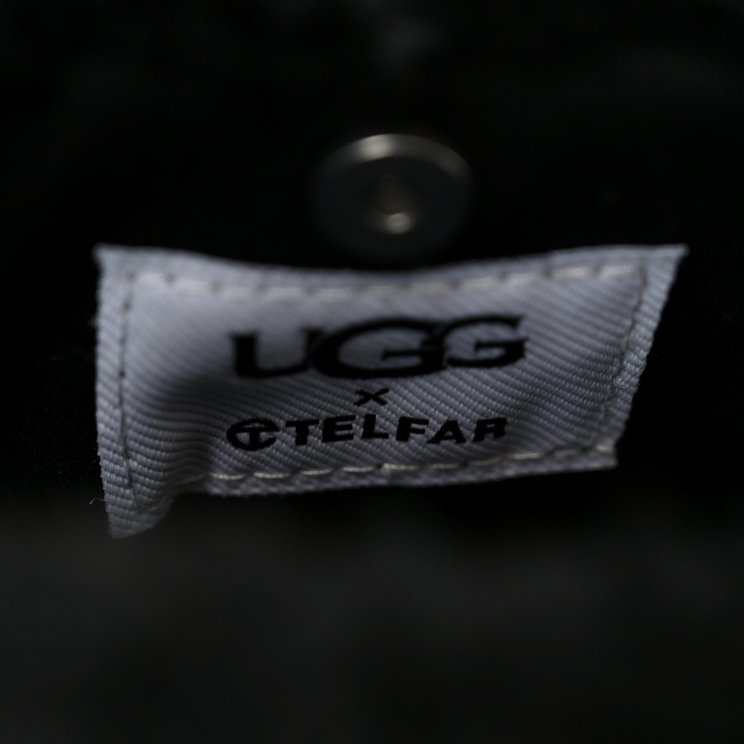 X UGG Crinkle Patent Shearling Small Shopping Bag Black