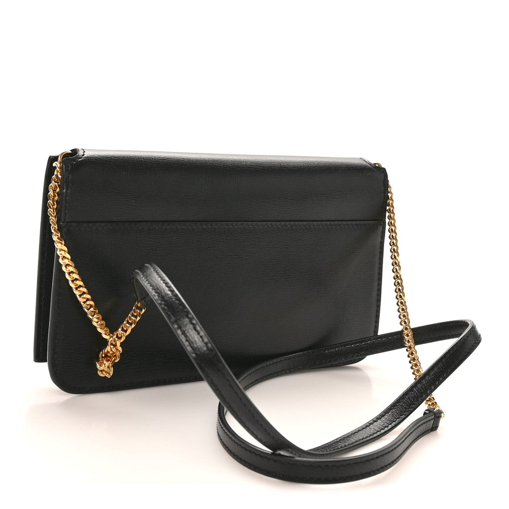 Grained Calfskin Monogram Phone Holder Crossbody Black