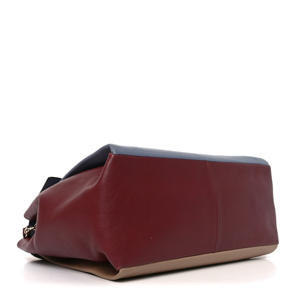 Calfskin Pony Hair Colorblock Mime Single Handle Bag Multicolor