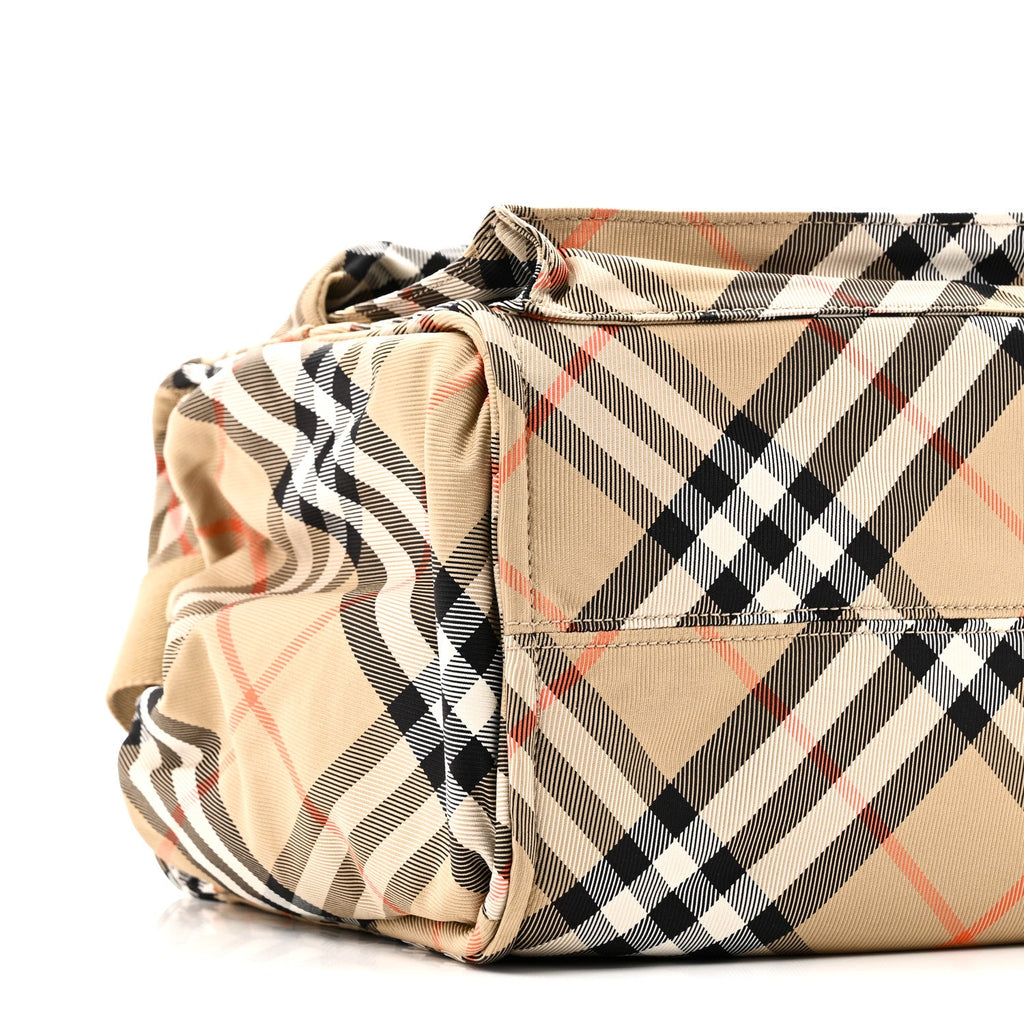 Nova Check Tote Diaper Bag Sand Beige