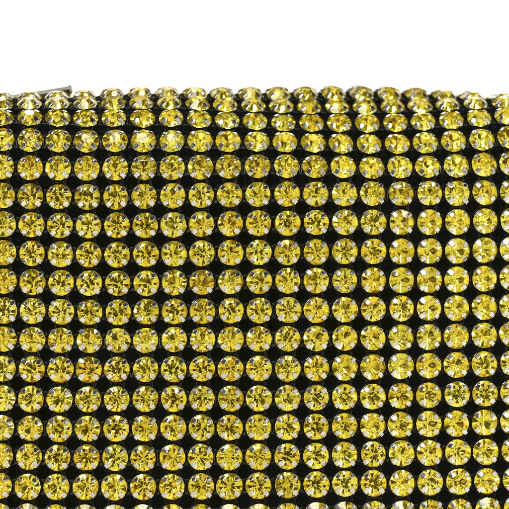Mesh Crystal Rhinestone Mini Heiress Pouch Porcelain