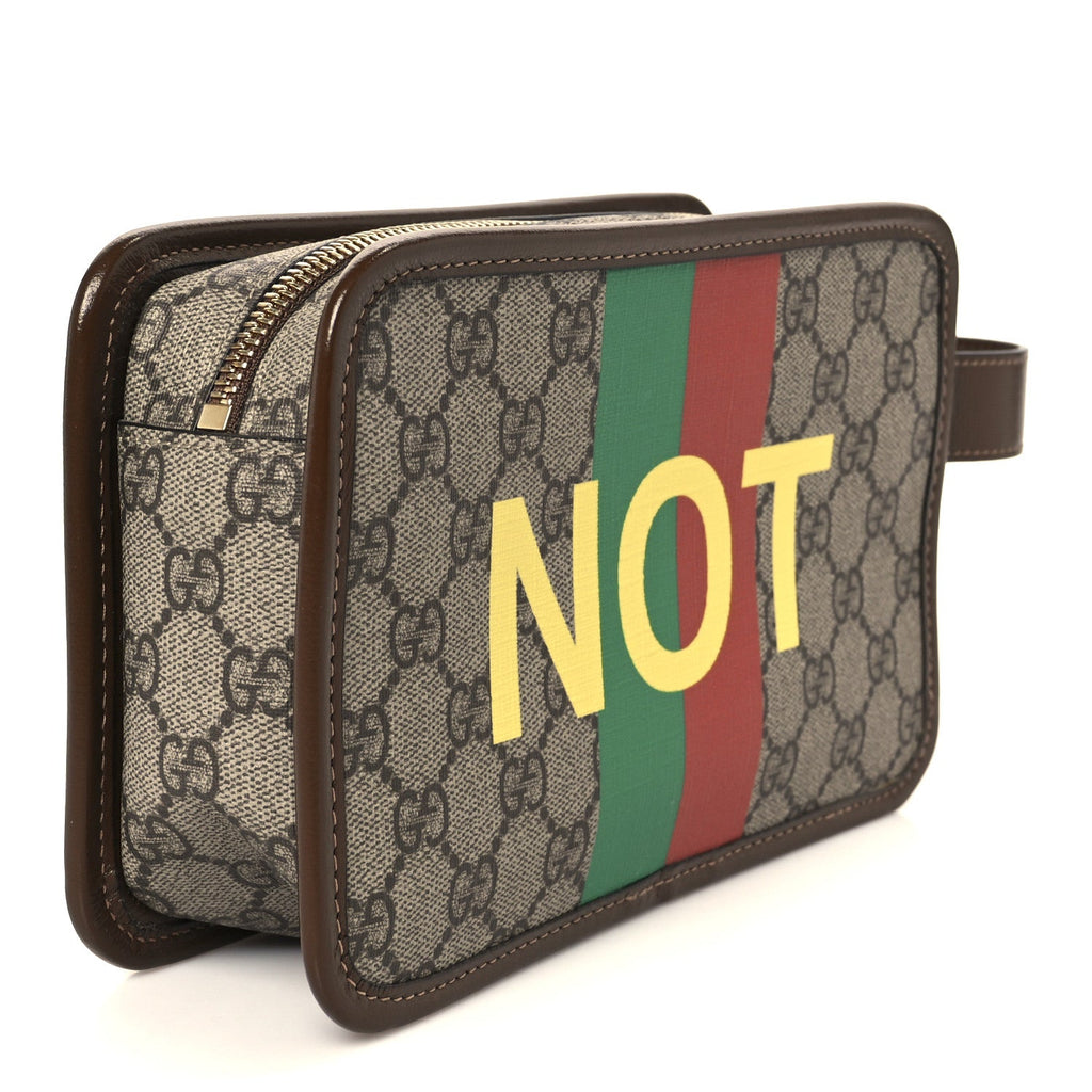 GG Supreme Monogram Azalea Calfskin Fake/Not Retro Interlocking G Cosmetic Case Beige Ebony Brown Sugar