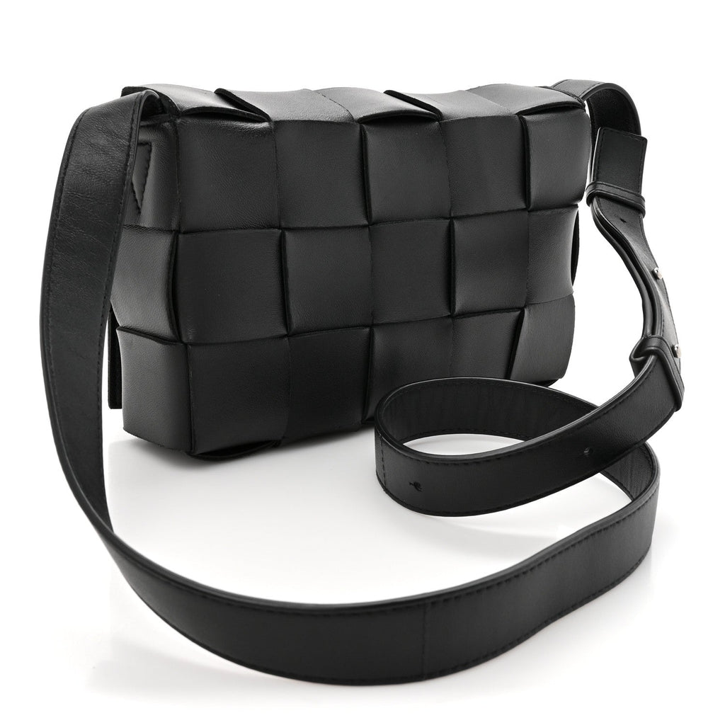 Lambskin Maxi Intrecciato Cassette Crossbody Bag Black