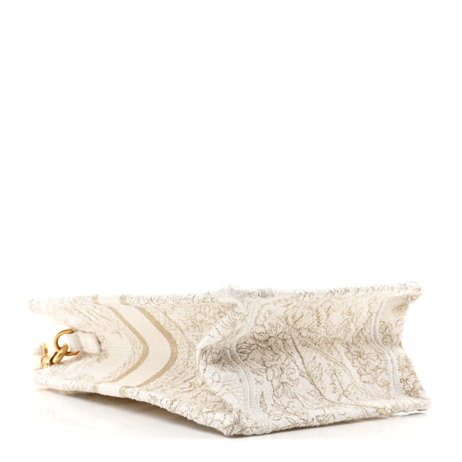 Canvas Embroidered Jardin D'Hiver Mini Book Tote Phone Bag White Gold