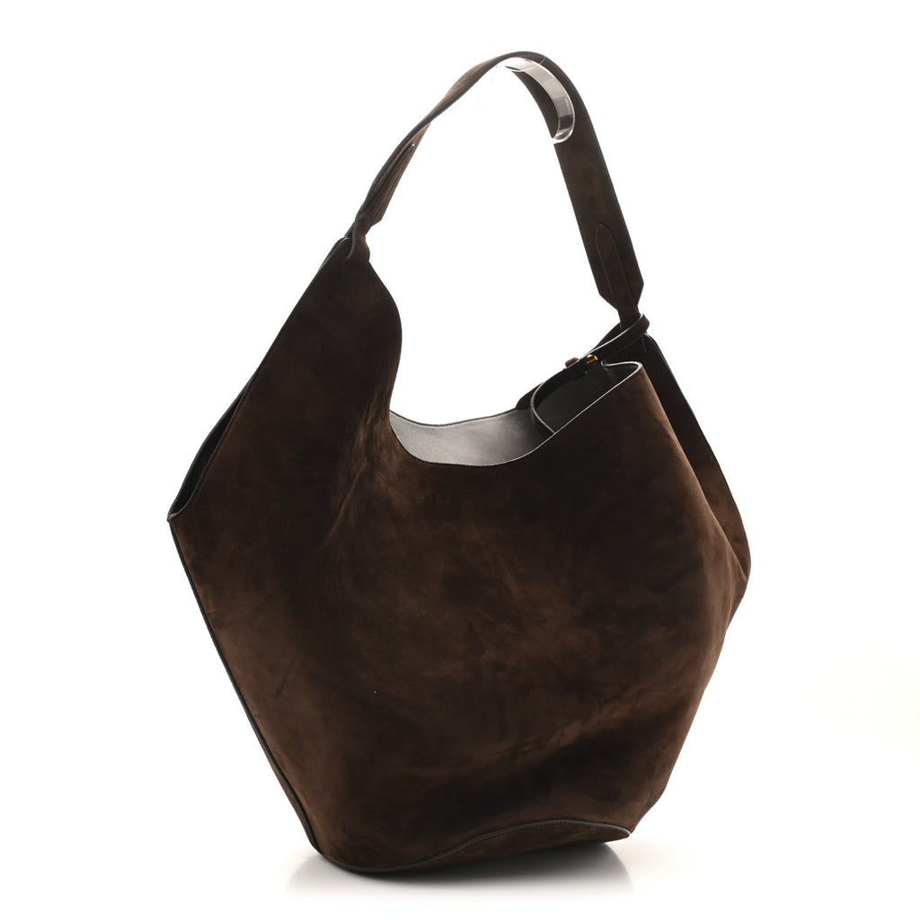 Suede Calfskin Medium Lotus Tote Coffee