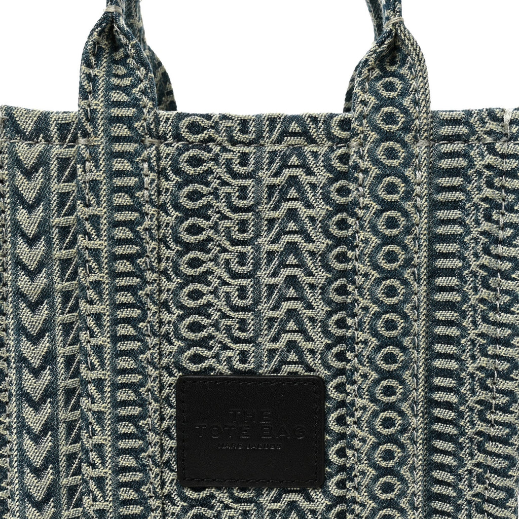 Cotton Washed Monogram Denim Crossbody Tote Bag Sun Faded Denim
