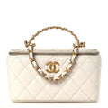 Shiny Caviar Quilted Pick Me Up Vanity Case White