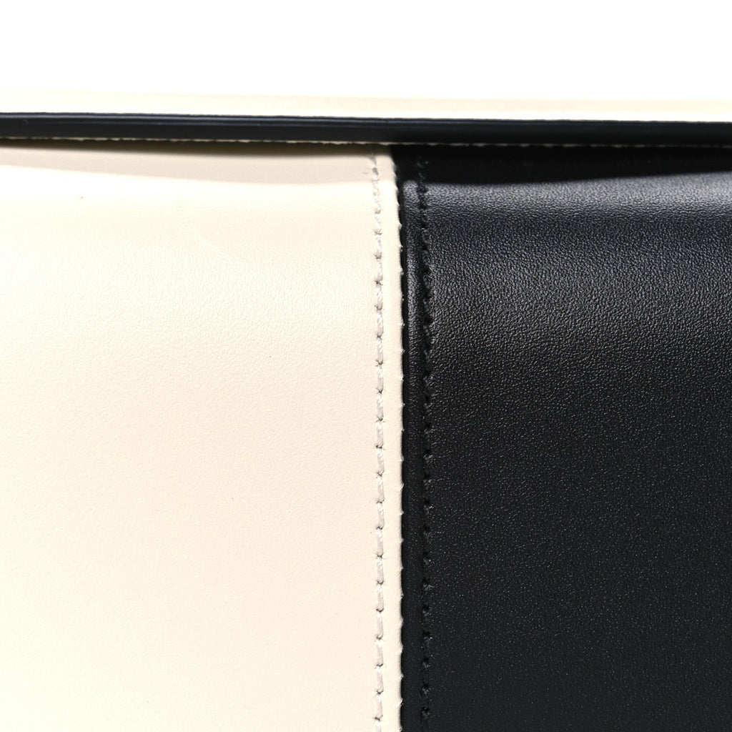 Senna Calfskin Lines Petite GG Top Handle Shoulder Bag Black Mystic White