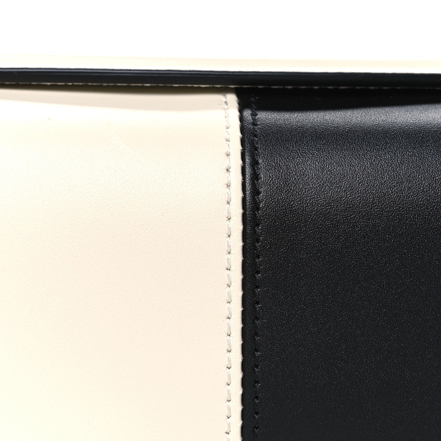 Senna Calfskin Lines Petite GG Top Handle Shoulder Bag Black Mystic White