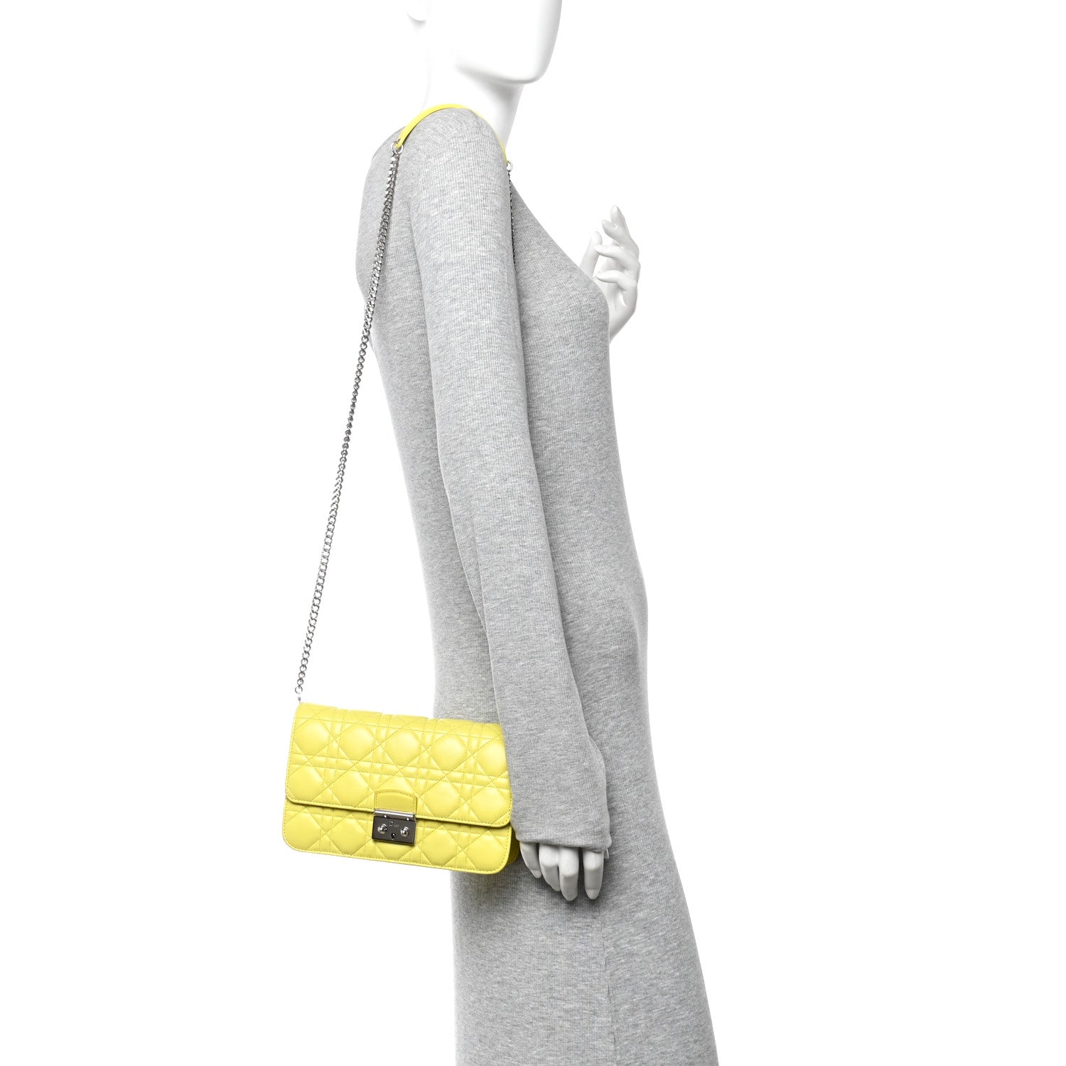 Lambskin Cannage Miss Dior Promenade Pouch Citron