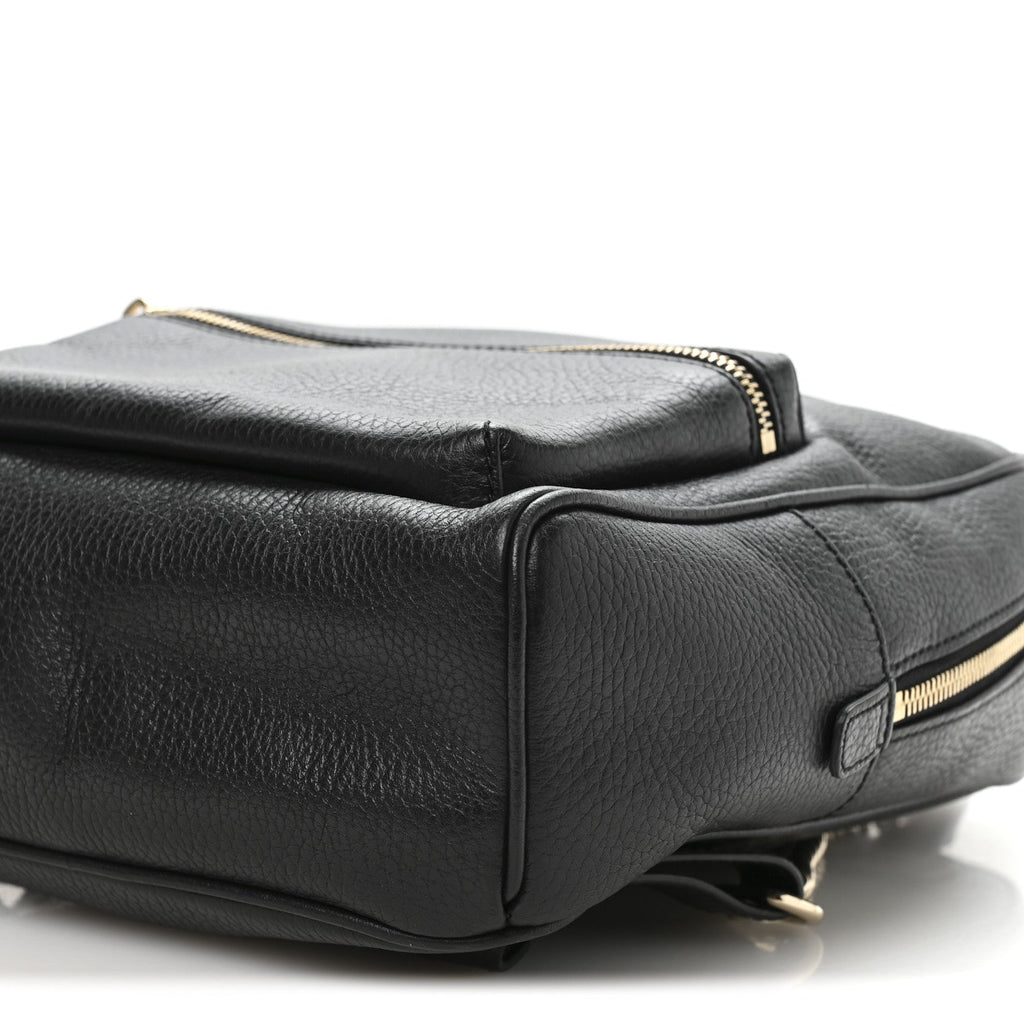 Pebbled Calfskin Soho Chain Backpack Black
