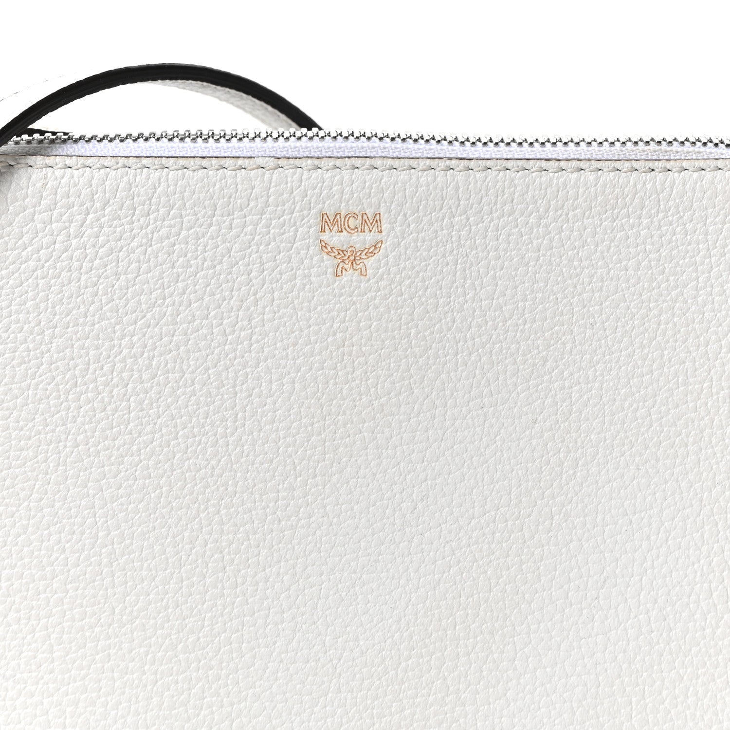 Grained Calfskin Milla Double Crossbody Bag White