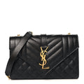 Grain De Poudre Textured Mixed Matelasse Triquilt Small Monogram Satchel Black
