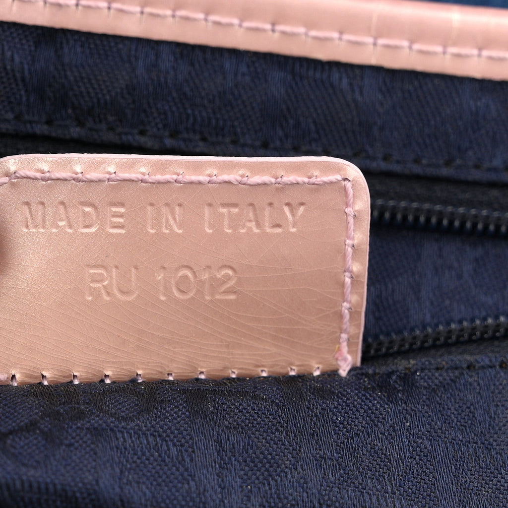 Patent Denim Jeans Saddle Bag Blue Pink