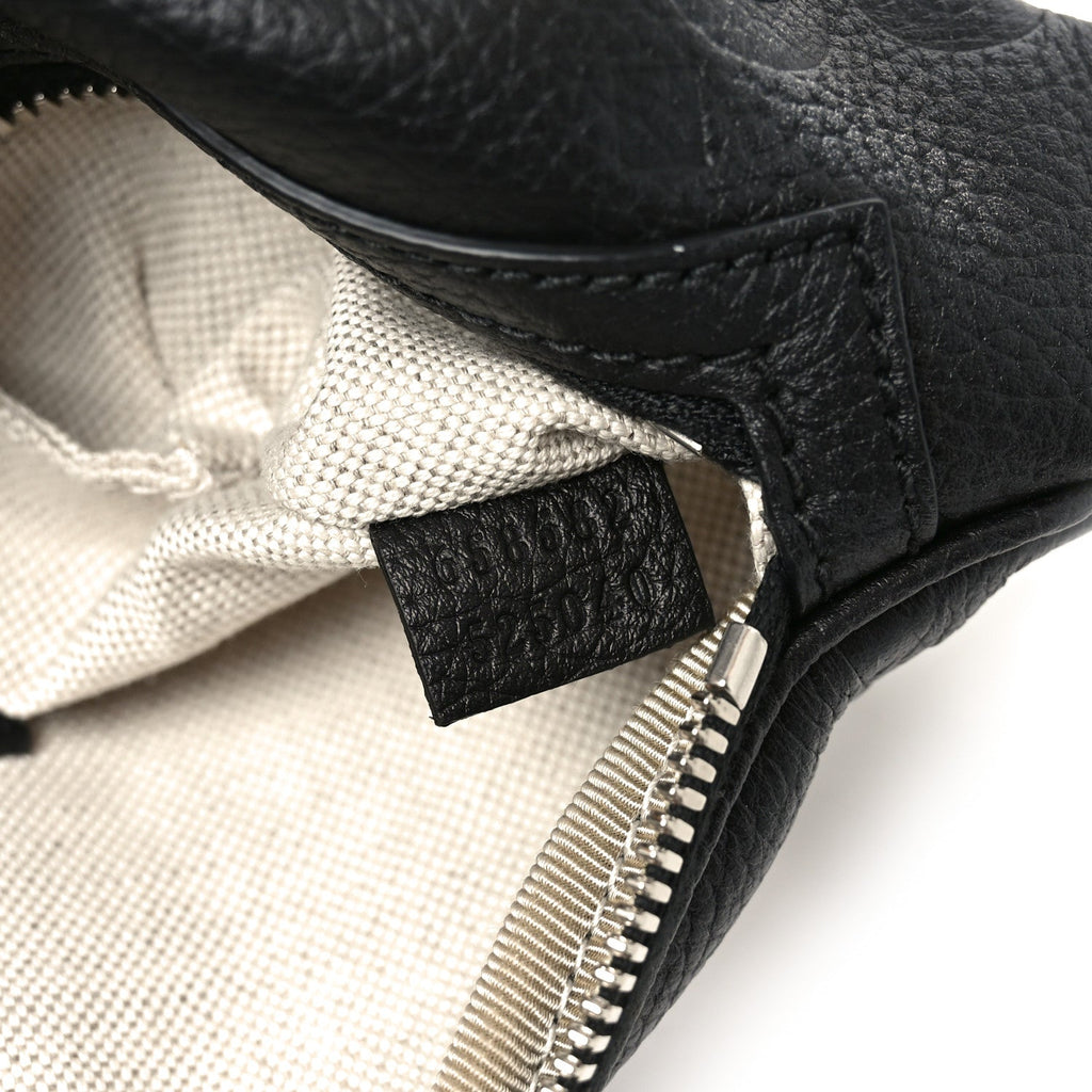 Piuma Calfskin Jumbo GG Embossed Small Belt Bag Black