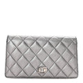 Metallic Aged Calfskin Quilted Reissue Yen Wallet Silver