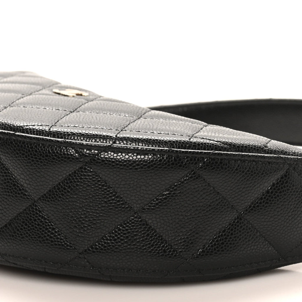 Caviar Quilted Clutch With Chain Black
