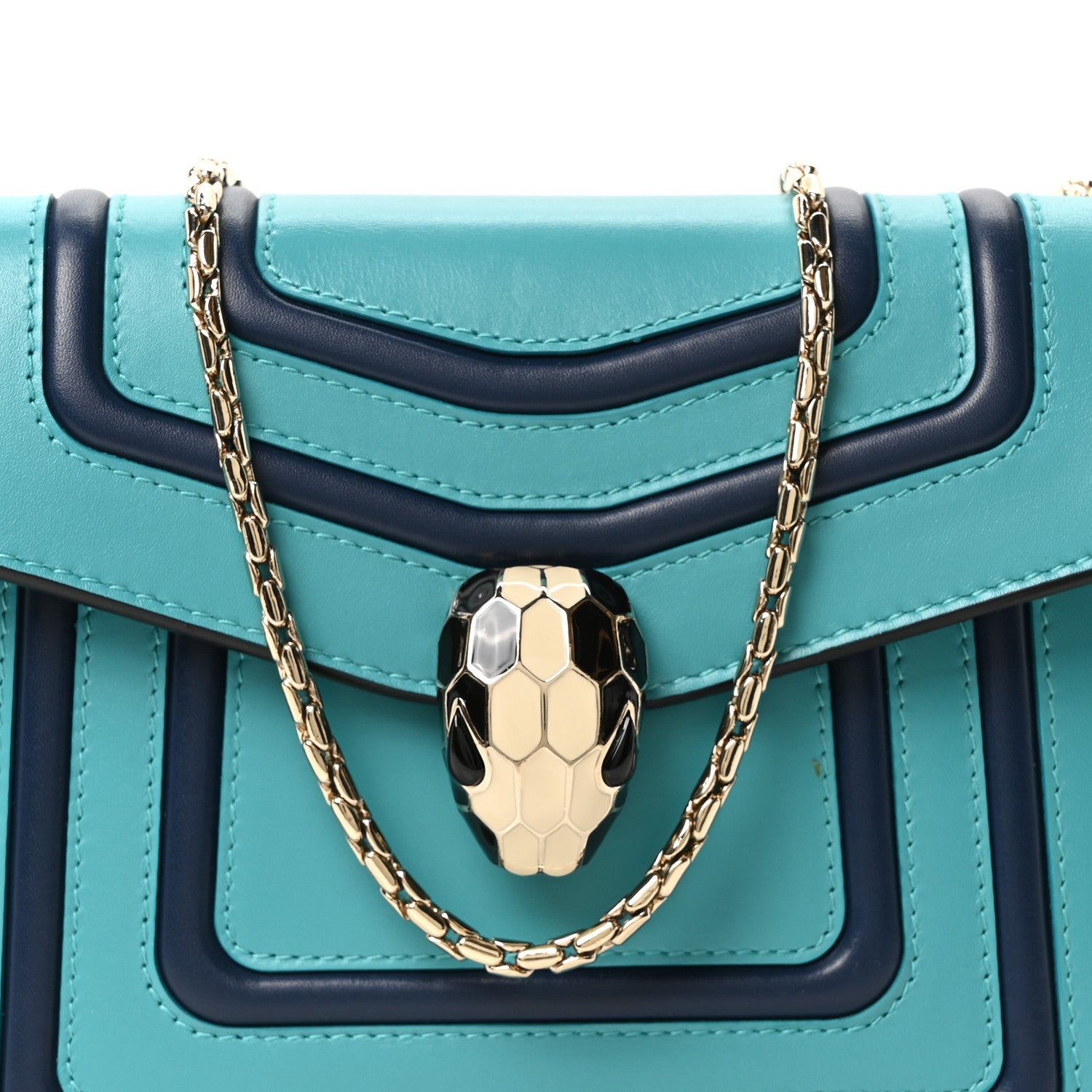 Calfskin Serpenti Forever Snake Strap Crossbody Bag Aquarelle Turquoise