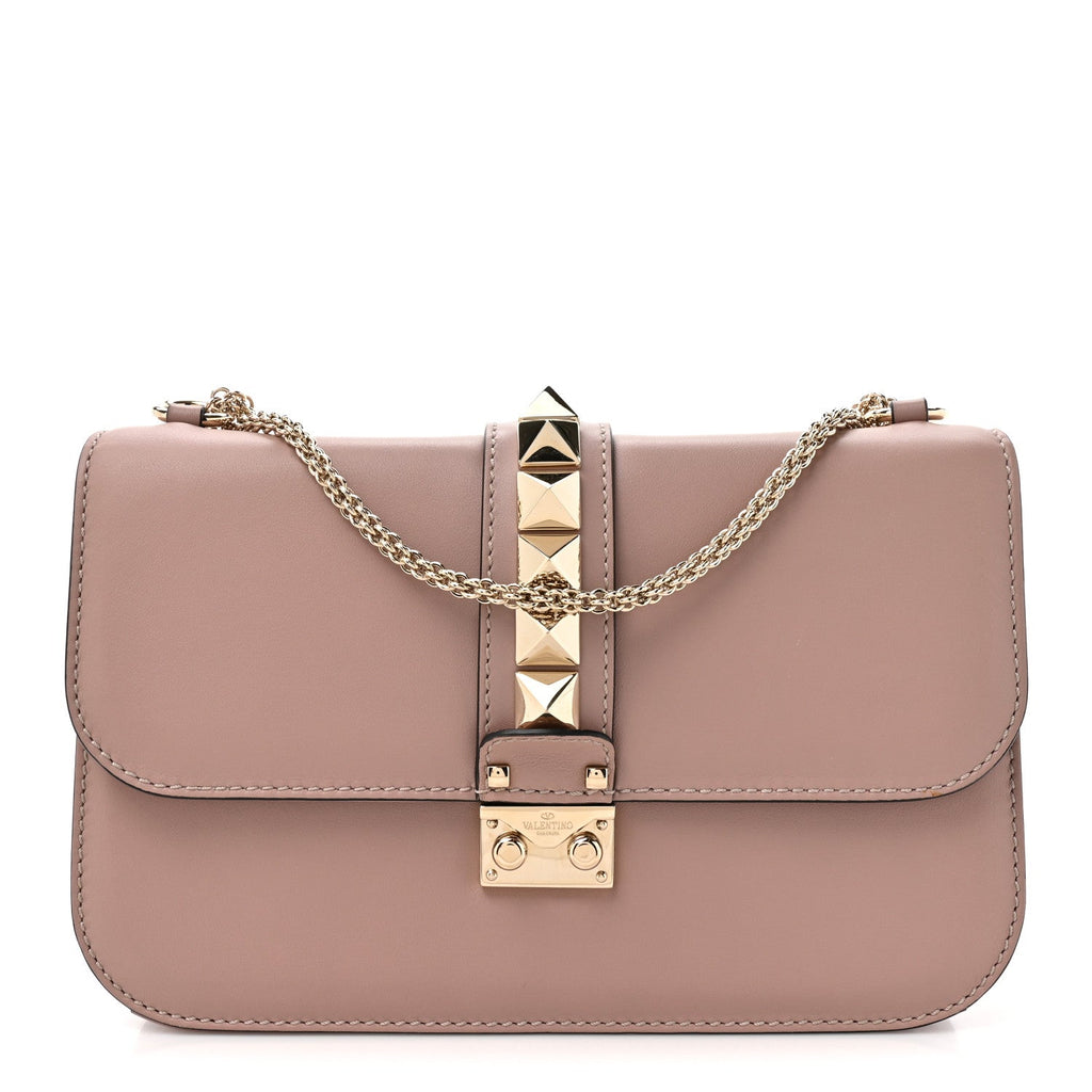 Vitello Medium Glam Lock Rockstud Flap Poudre