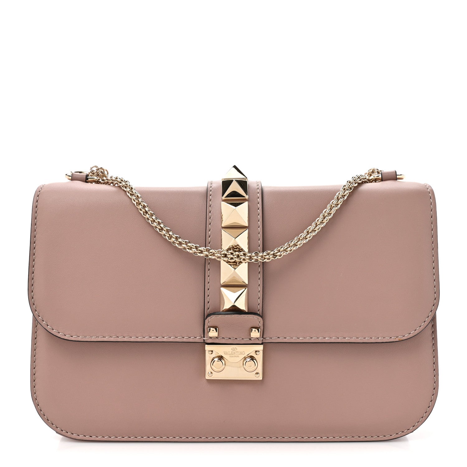 Vitello Medium Glam Lock Rockstud Flap Poudre