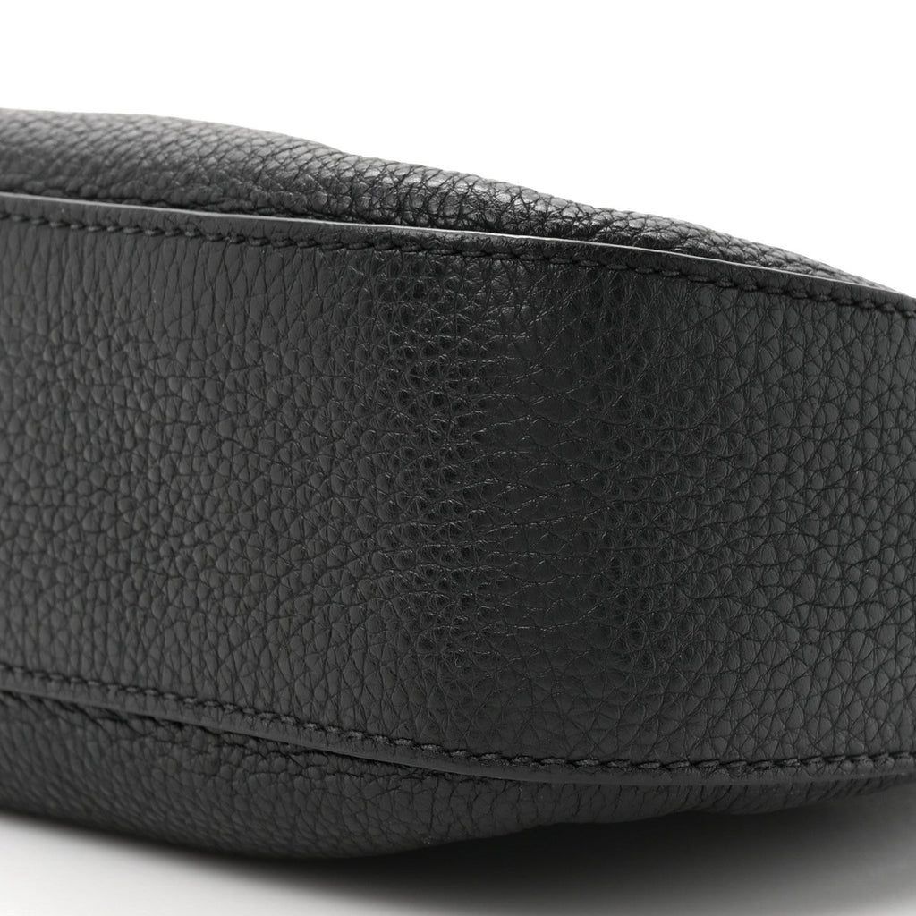 Vitello Phenix Zippered Messenger Hobo Black