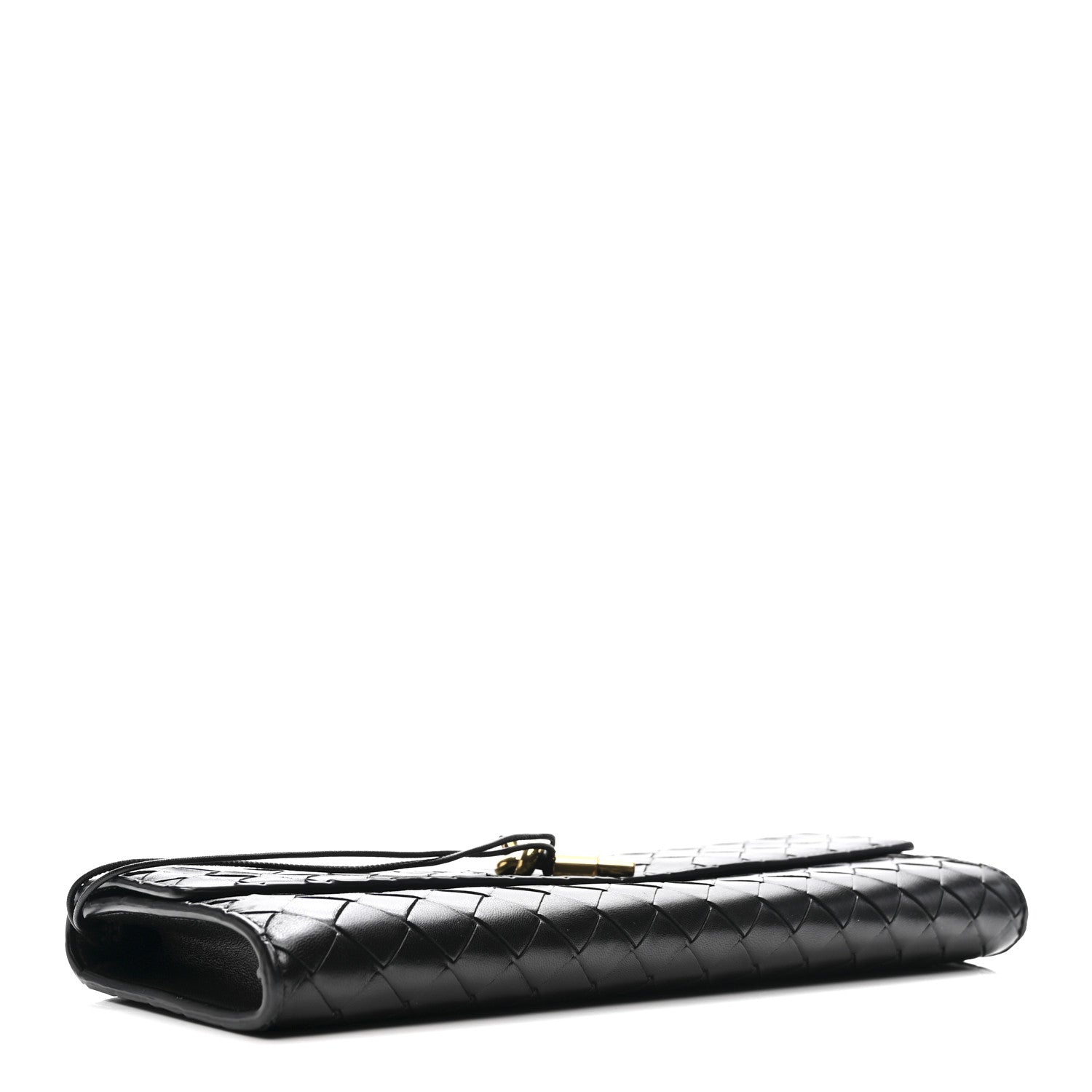 Nappa Intrecciato Long Andiamo Top Handle Clutch Black
