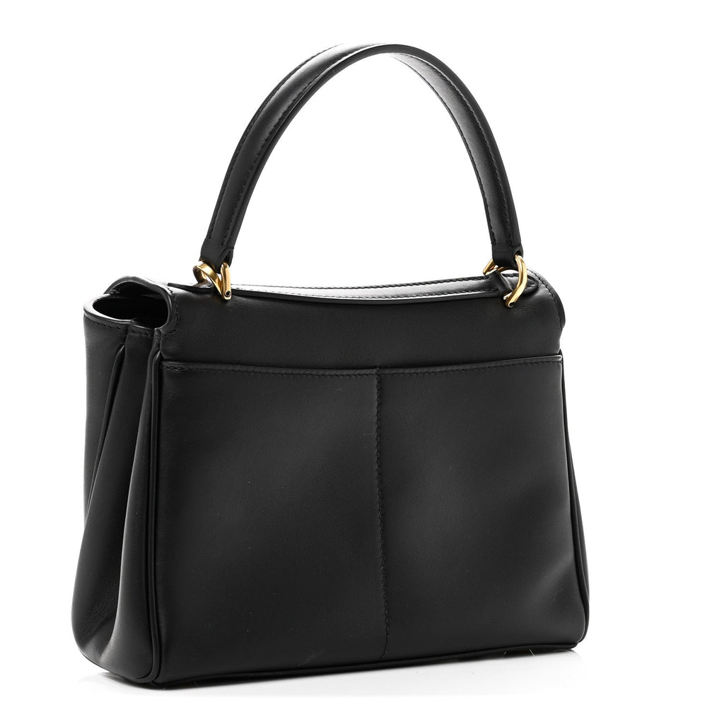 Natural Smooth Calfskin Mini Rodeo Top Handle Handbag Black