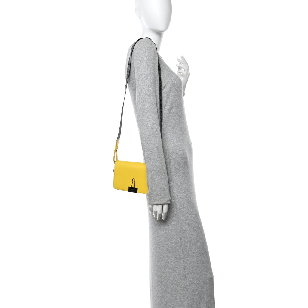 Calfskin Mini Binder Clip Bag Yellow