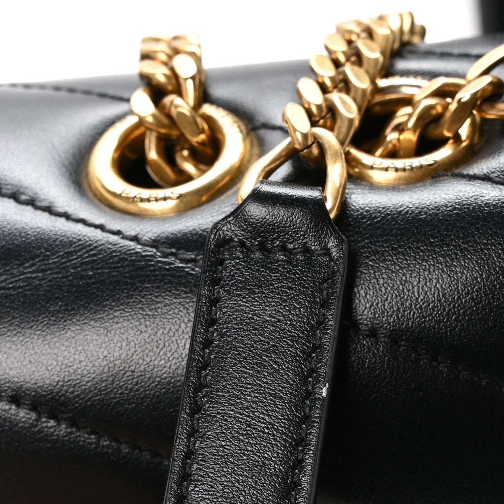 Calfskin Y Quilted Monogram Medium Loulou Chain Satchel Black