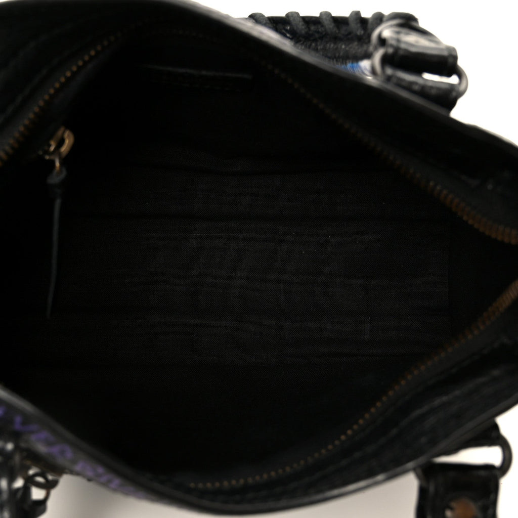 Agneau Arena Graffiti All Over Classic Hardware Mini City Black Bleu Violet