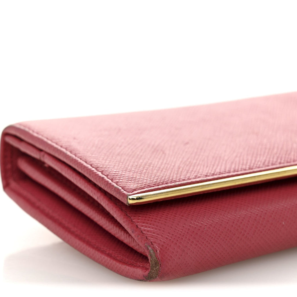 Saffiano Metal Continental Flap Wallet Peonia
