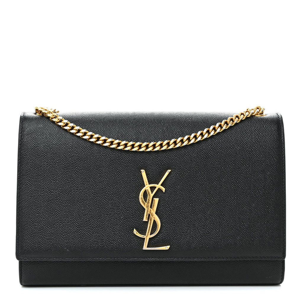 Grain De Poudre Medium Classic Monogram Kate Satchel Black